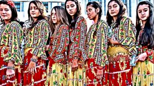 Romani girls in traditional dress